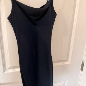 Elegant dark blue satin Women's Dress